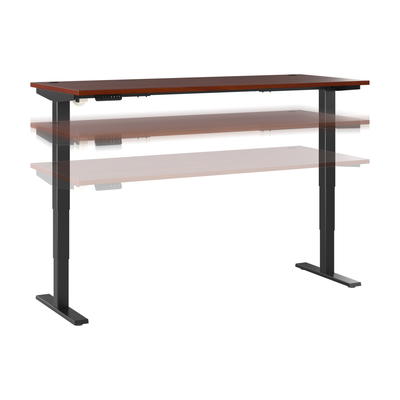 72" Large Modern Adjustable Standing Office Desk in Hansen Cherry with Black Base