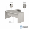 72" Modern L-Shaped Bow-Front Office Desk in Gray Sand