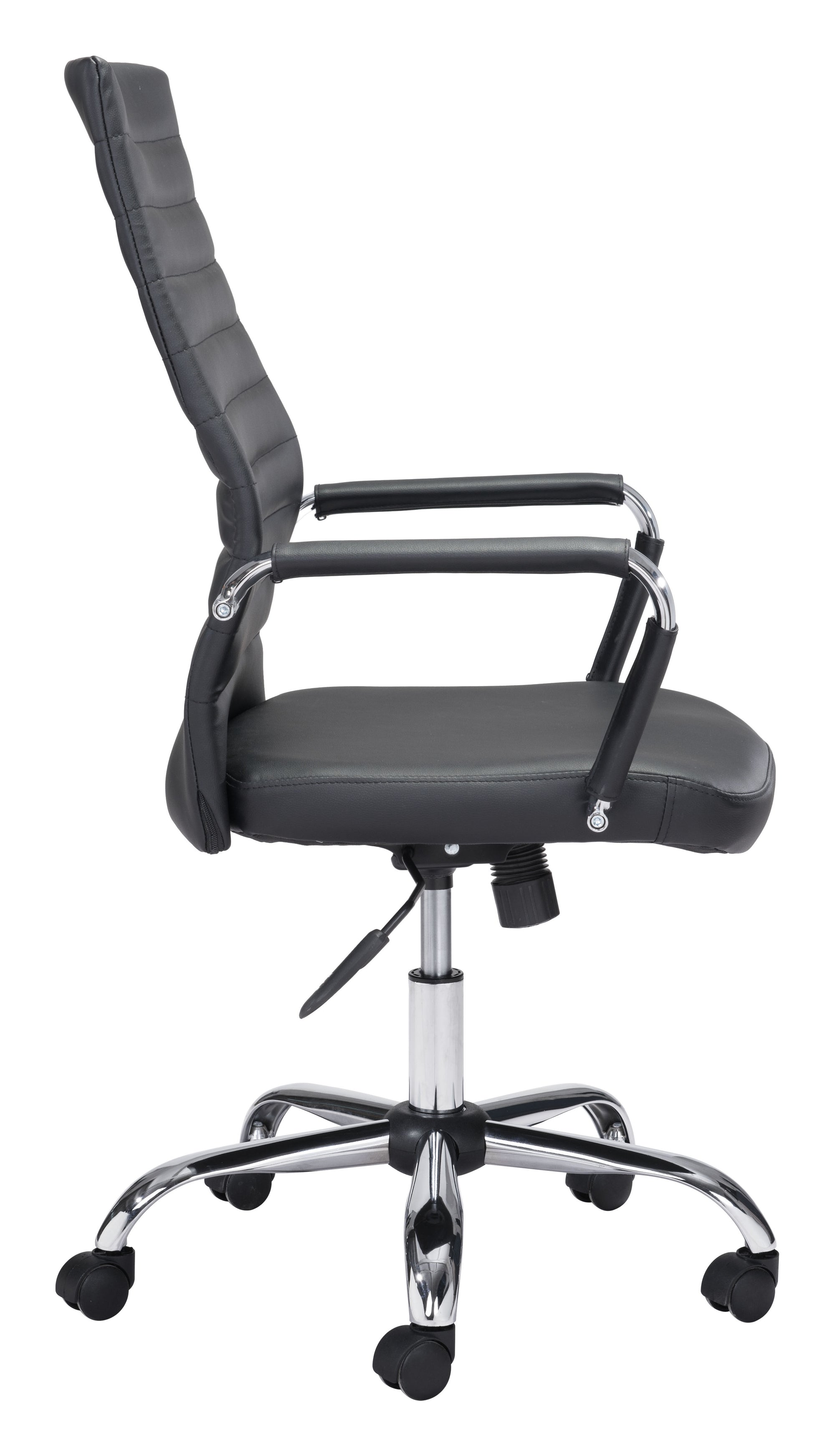 Office Desk | Black and Chrome Modern High-Back Office Chair