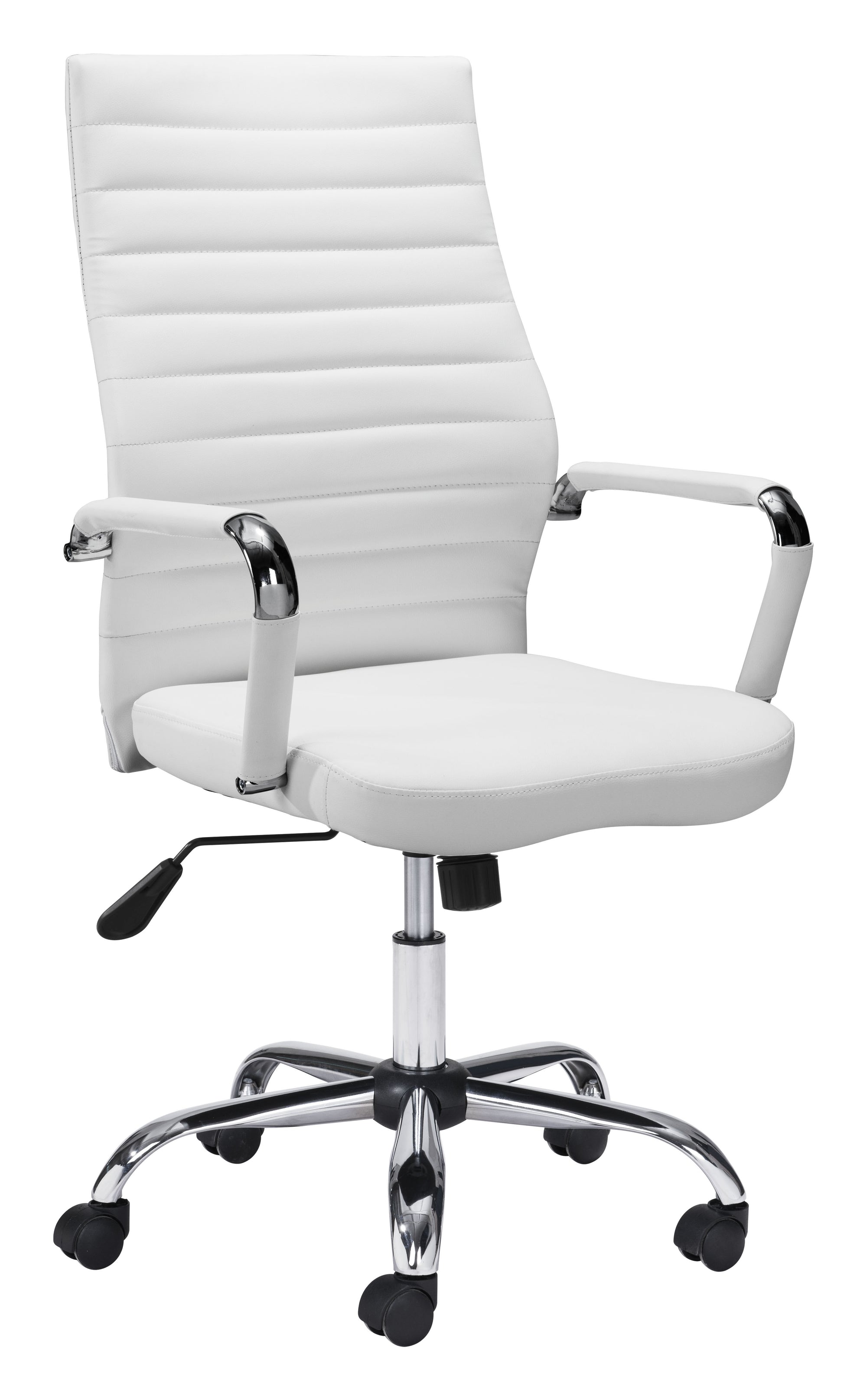 Classic White High Back Office Chair on Chrome Base