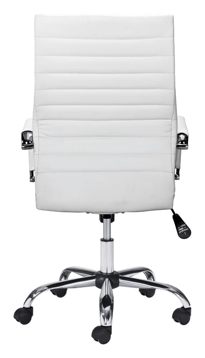 Classic White High Back Office Chair on Chrome Base