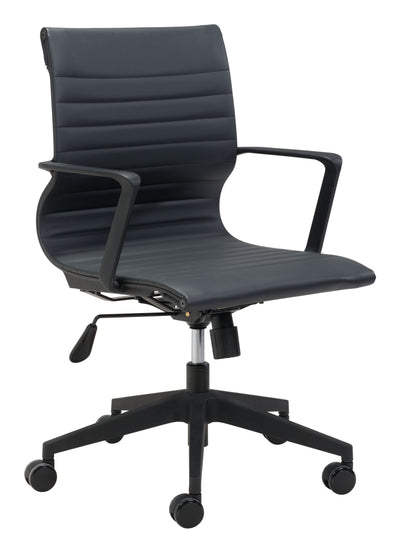 Modern Black Office Chair with Unique Ribbed Back