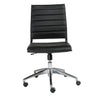 Modern Black Leather Armless Office Chair with Chrome Base