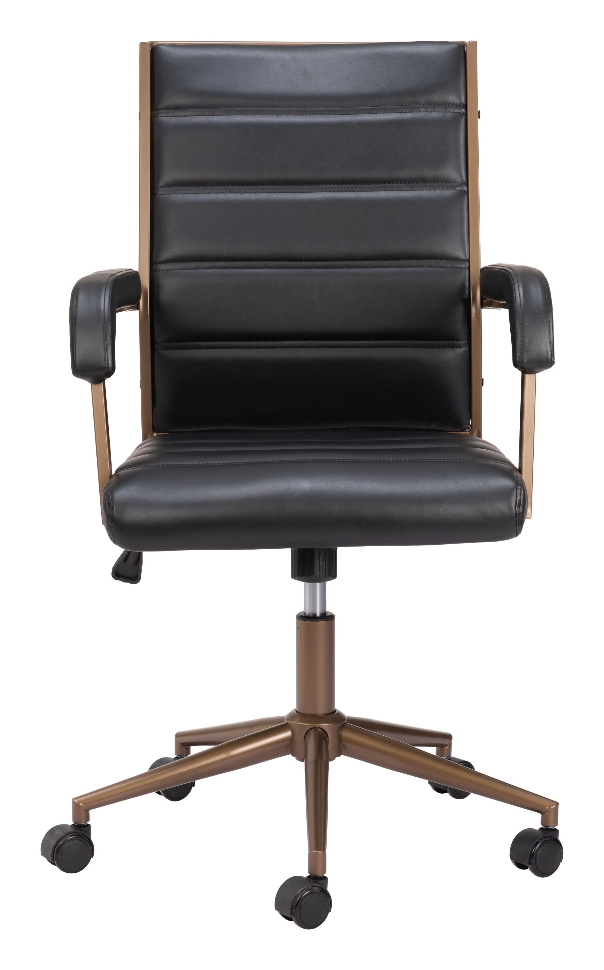 Office Chair | Vintage Black and Bronze Plush Office Chair