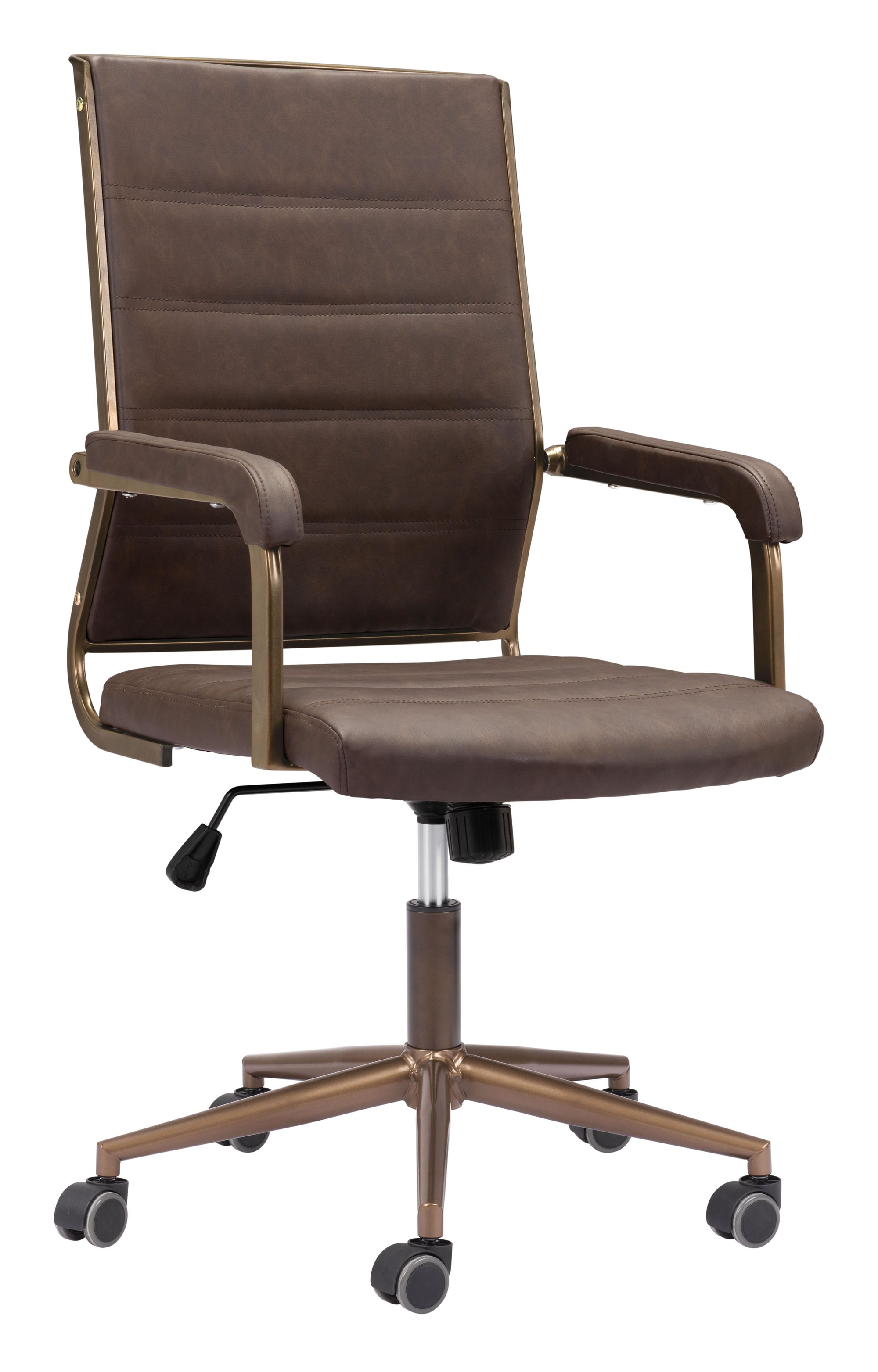Vintage Espresso and Bronze Plush Office Chair