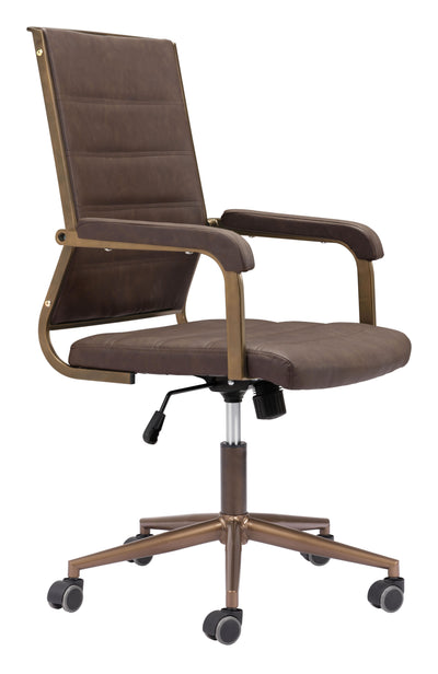 Vintage Espresso and Bronze Plush Office Chair