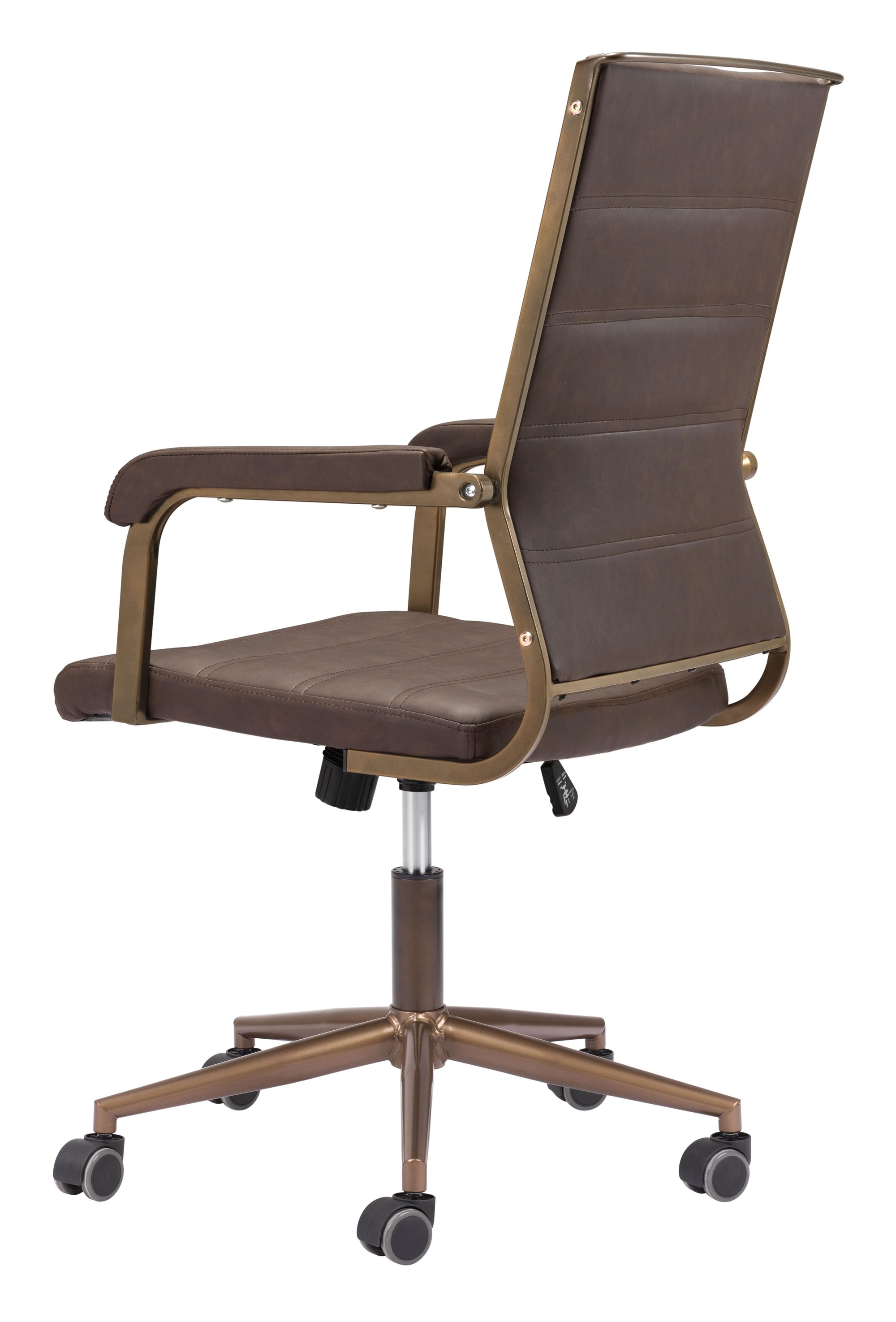 Vintage Espresso and Bronze Plush Office Chair
