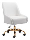 White and Gold Glamorous Adjustable Leatherette Office Chair