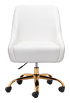 White and Gold Glamorous Adjustable Leatherette Office Chair