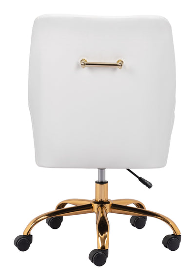 White and Gold Glamorous Adjustable Leatherette Office Chair