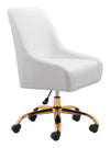 White and Gold Glamorous Adjustable Leatherette Office Chair