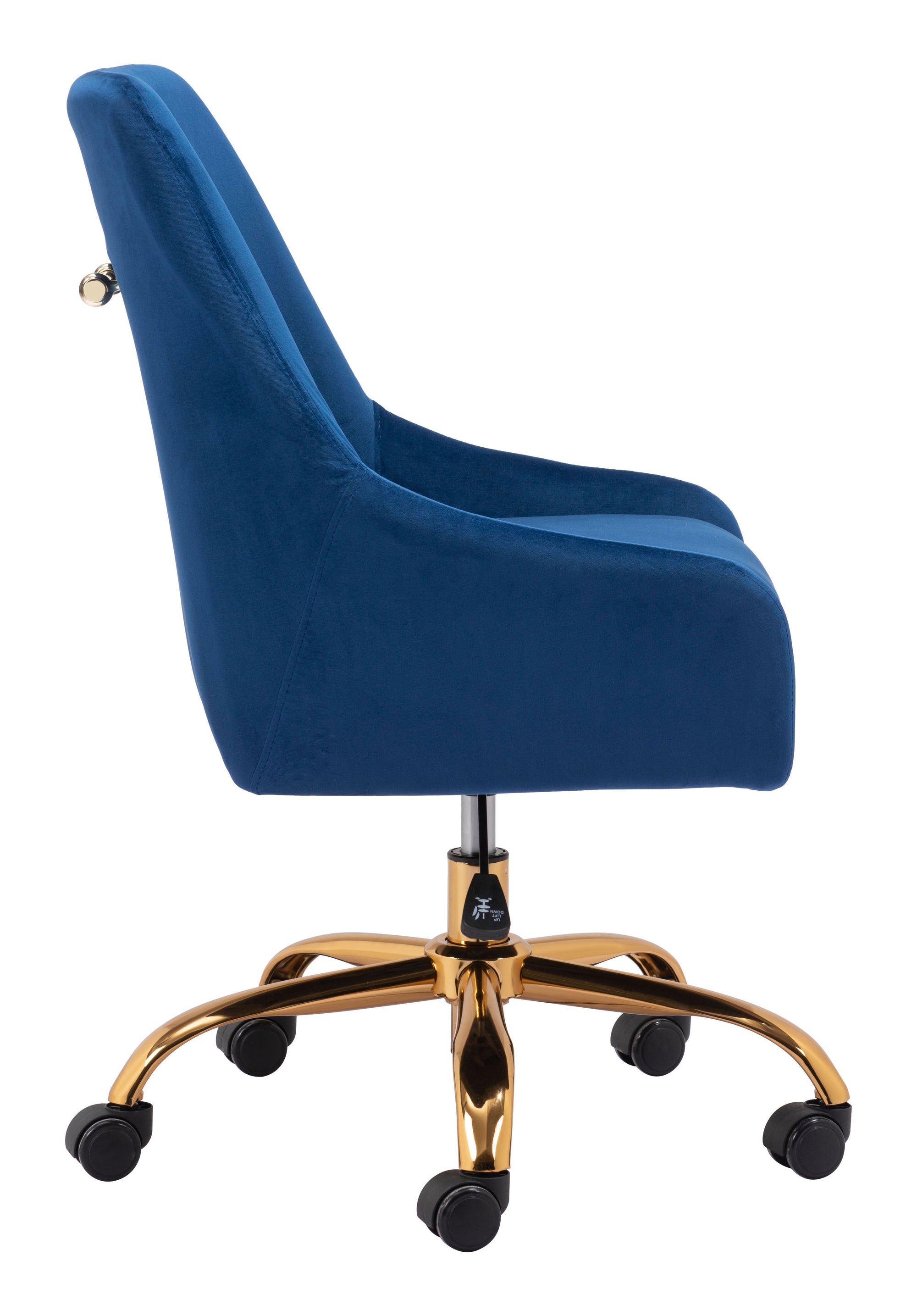 Navy Blue and Gold Glamorous Adjustable Leatherette Office Chair