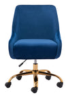 Navy Blue and Gold Glamorous Adjustable Leatherette Office Chair