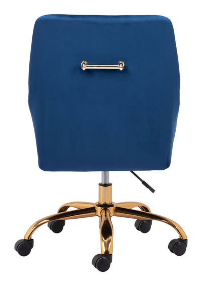 Navy Blue and Gold Glamorous Adjustable Leatherette Office Chair