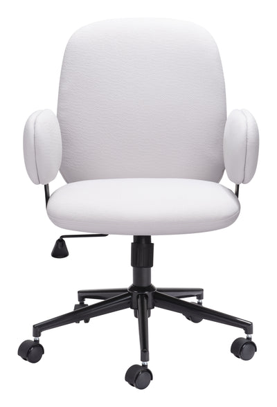 Beige Boho Office Chair with Contrasting Black Base