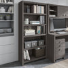 72" Modern L-Shaped Bow-Front Office Desk in Charcoal Maple
