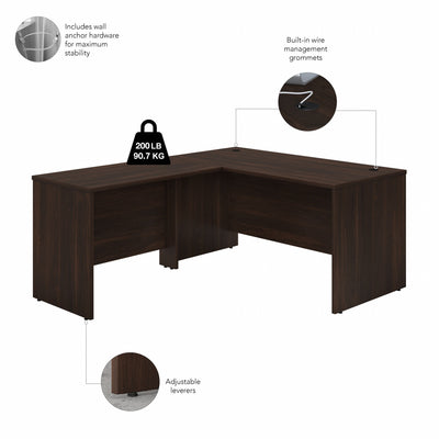 Black Walnut 60" x 72" L-Shaped Desk with Mobile Pedestal