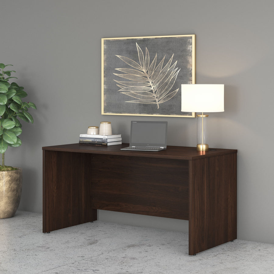 60" Rugged Modern Office Desk with Privacy Panel in Black Walnut