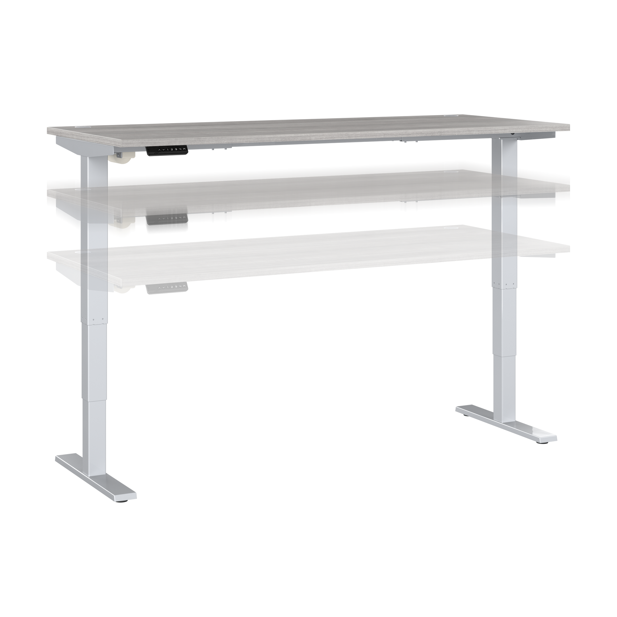 72" Large Modern Standing Office Desk in Platinum Gray with Metallic Base
