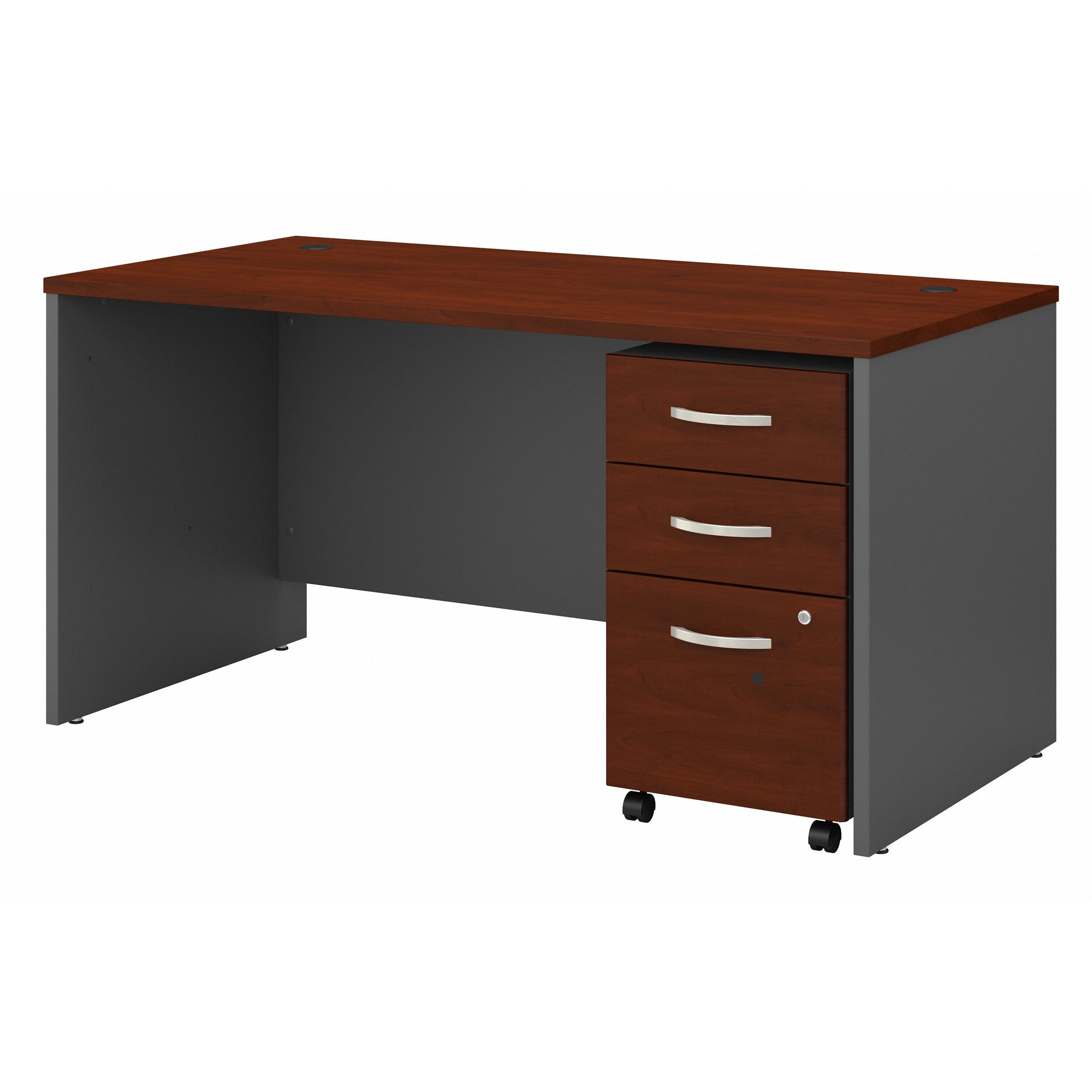 Cherry & Graphite Gray 60" Executive Desk with Mobile Pedestal