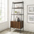 72" Dark Walnut & Metal Ladder Bookcase with Cabinet