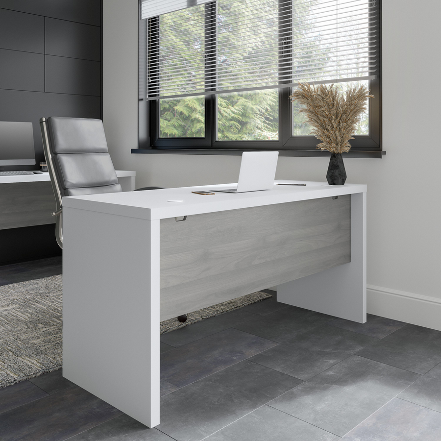 60" Modern Narrow Office Desk in Pure White and Modern Gray
