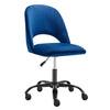 Height Adjustable Rolling Office Chair in Blue Velvet