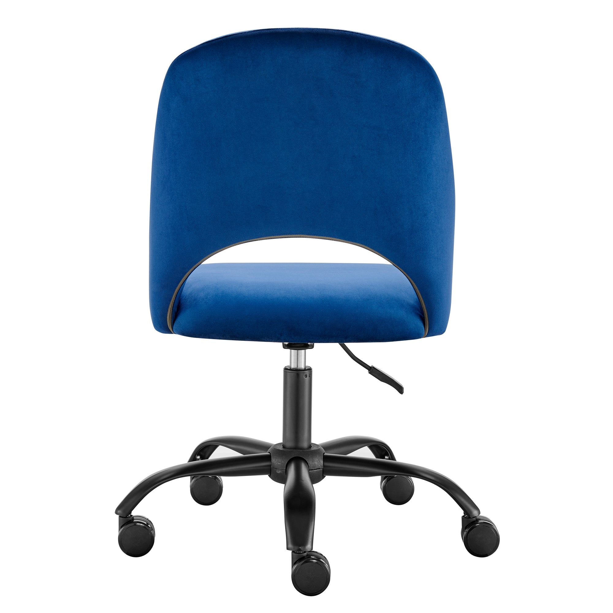 Height Adjustable Rolling Office Chair in Blue Velvet