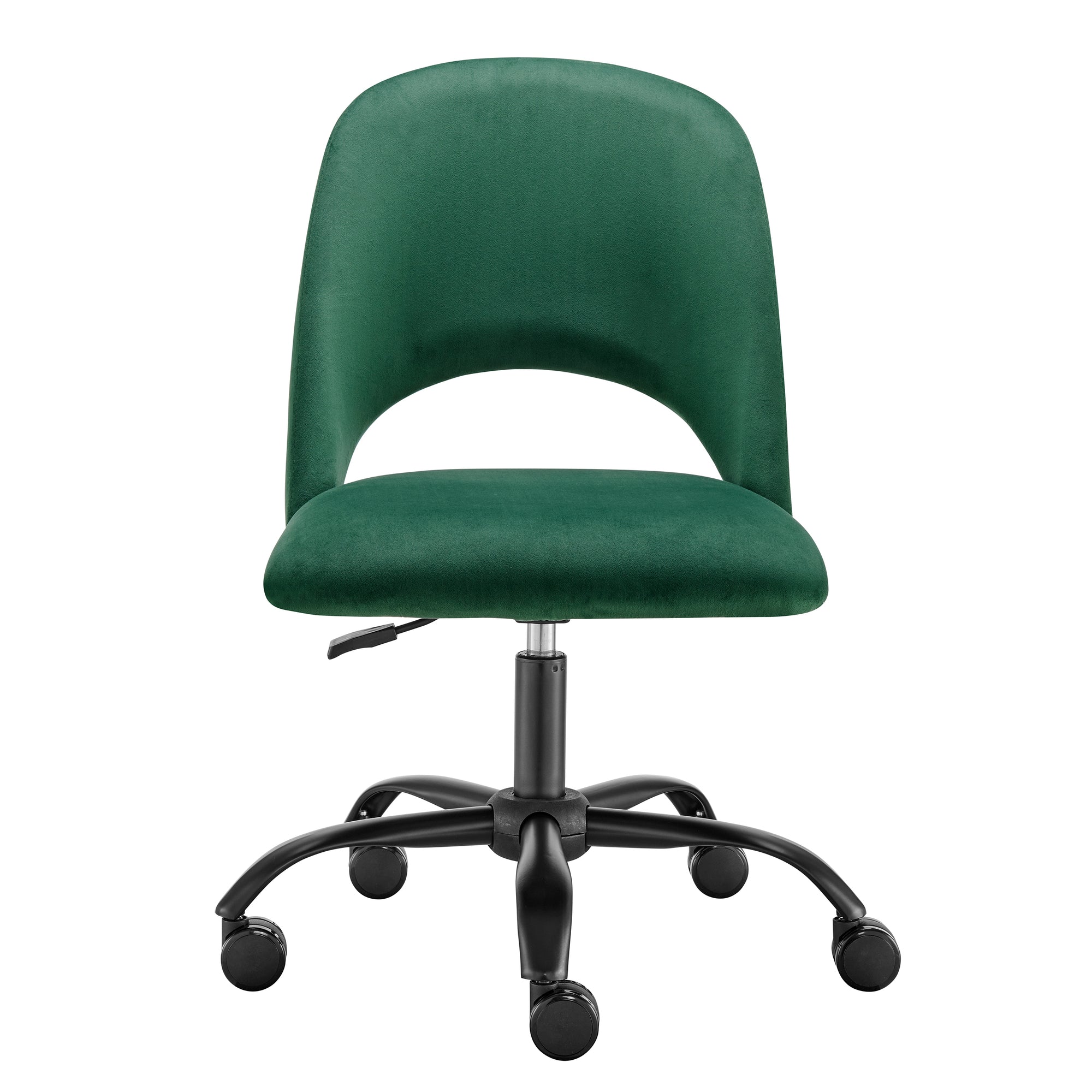 Height Adjustable Rolling Office Chair in Green Velvet