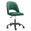 Height Adjustable Rolling Office Chair in Green Velvet