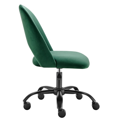 Height Adjustable Rolling Office Chair in Green Velvet