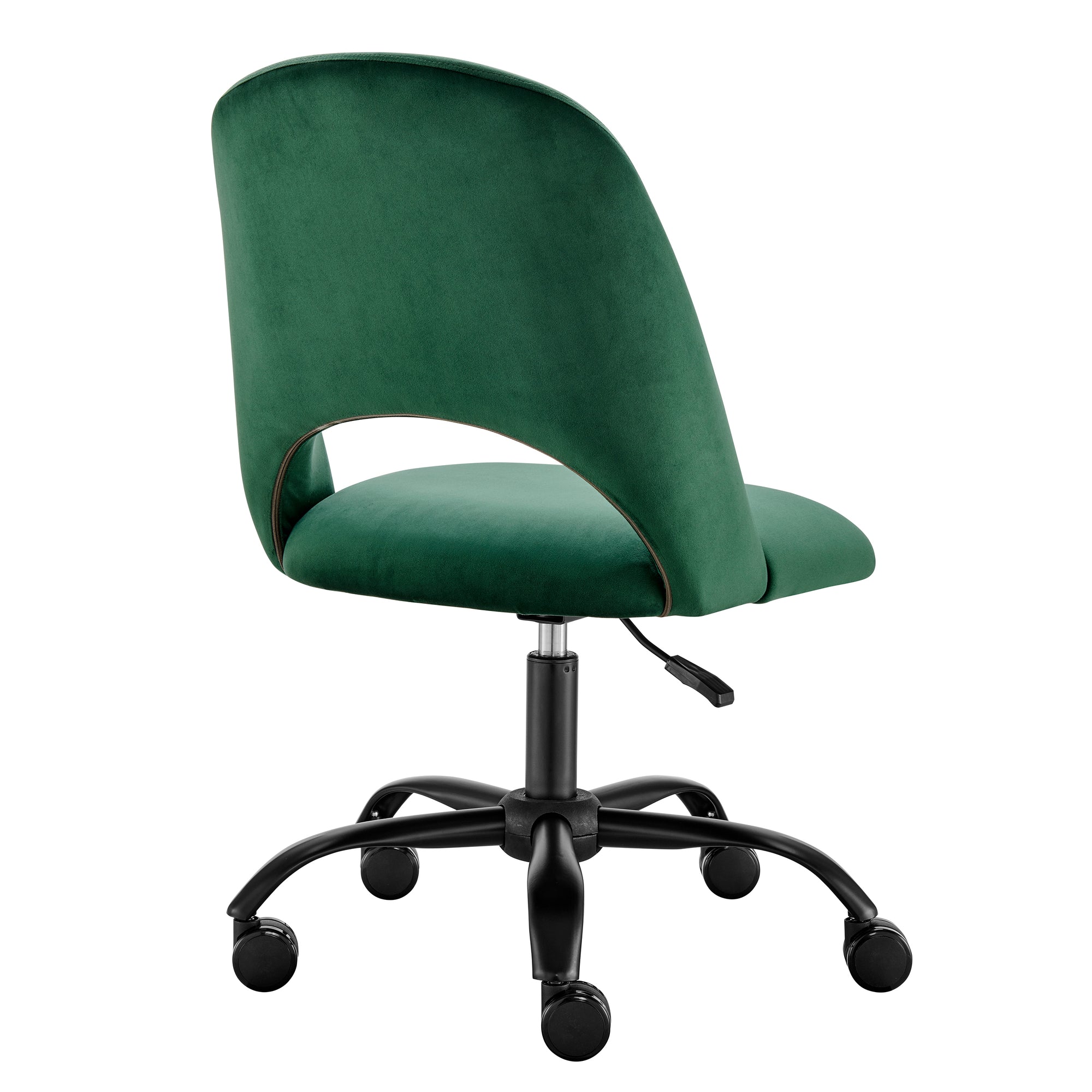 Height Adjustable Rolling Office Chair in Green Velvet