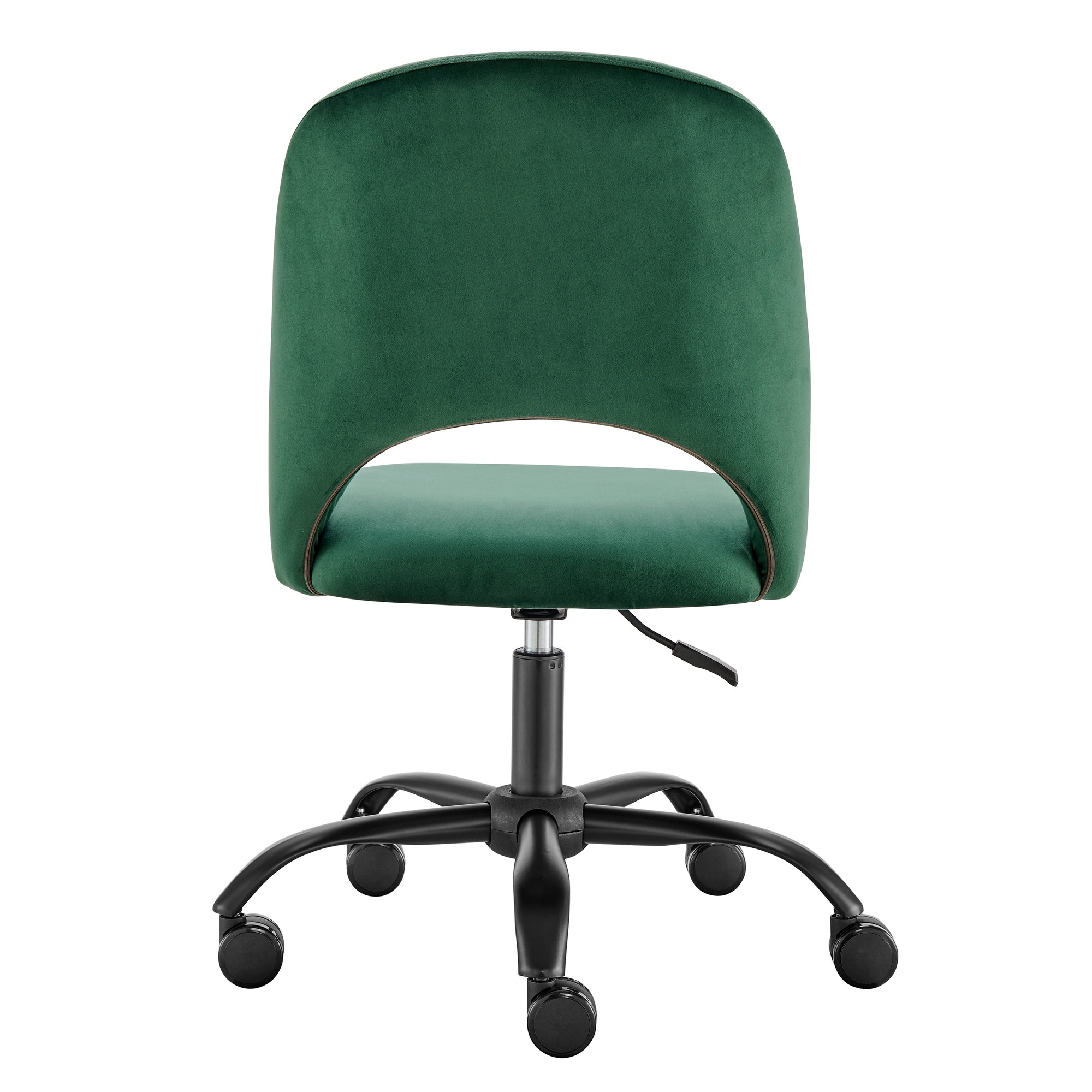 Height Adjustable Rolling Office Chair in Green Velvet