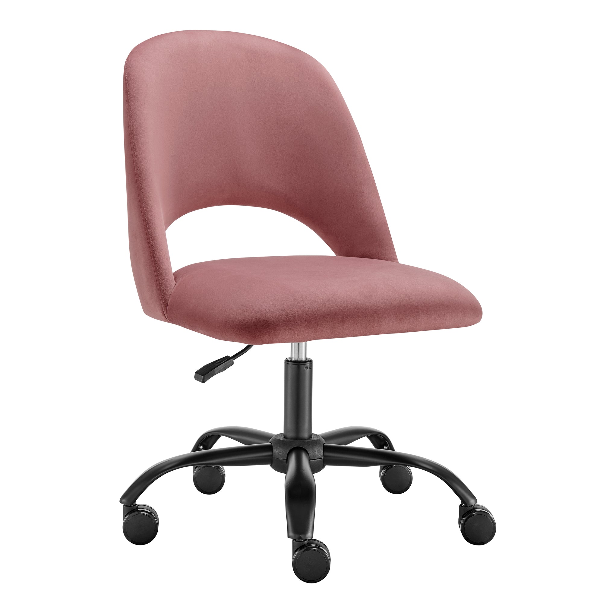 Height Adjustable Rolling Office Chair in Rose Velvet