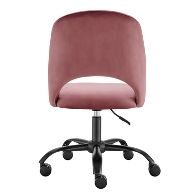 Height Adjustable Rolling Office Chair in Rose Velvet