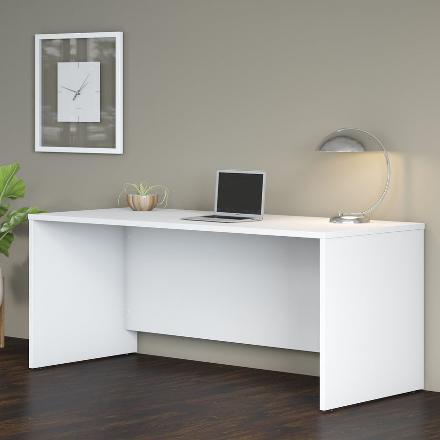 72" Sleek Modern Office Desk with Privacy Panel in White