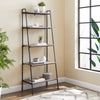 72" Gray Woodgrain & Metal Ladder Bookcase