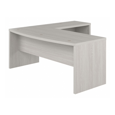 72" Modern L-Shaped Bow-Front Office Desk in Gray Sand