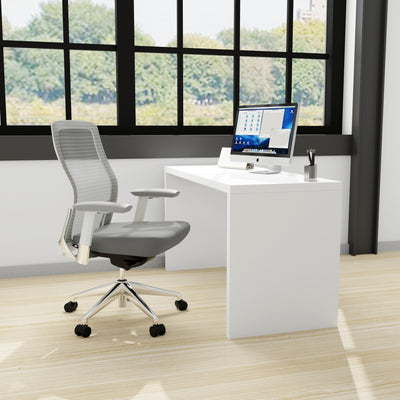Convertible Matte White Lacquer 55" Executive Desk or Workstation