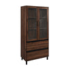 68" Classic Glass Door Bookcase in Dark Walnut