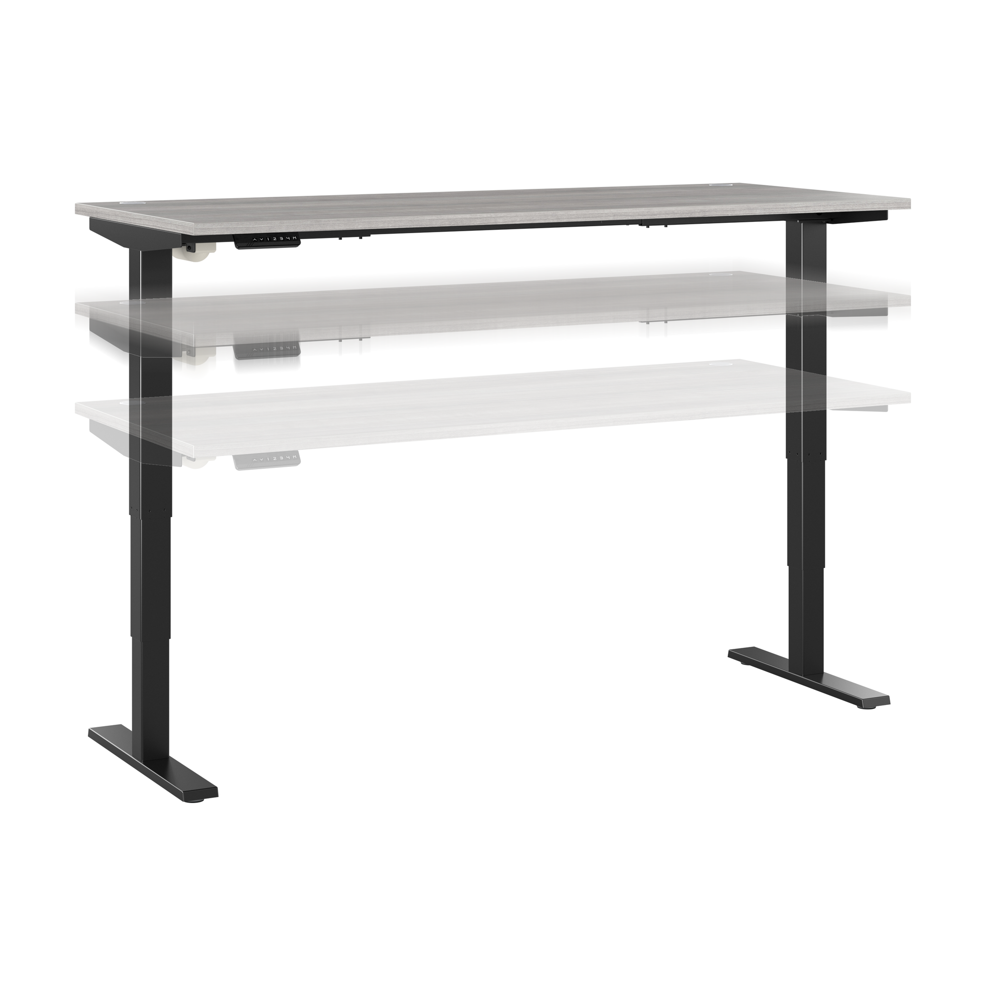 72" Large Modern Standing Office Desk in Platinum Gray with Black Base