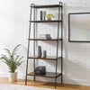 72" Dark Walnut & Metal Ladder Bookcase