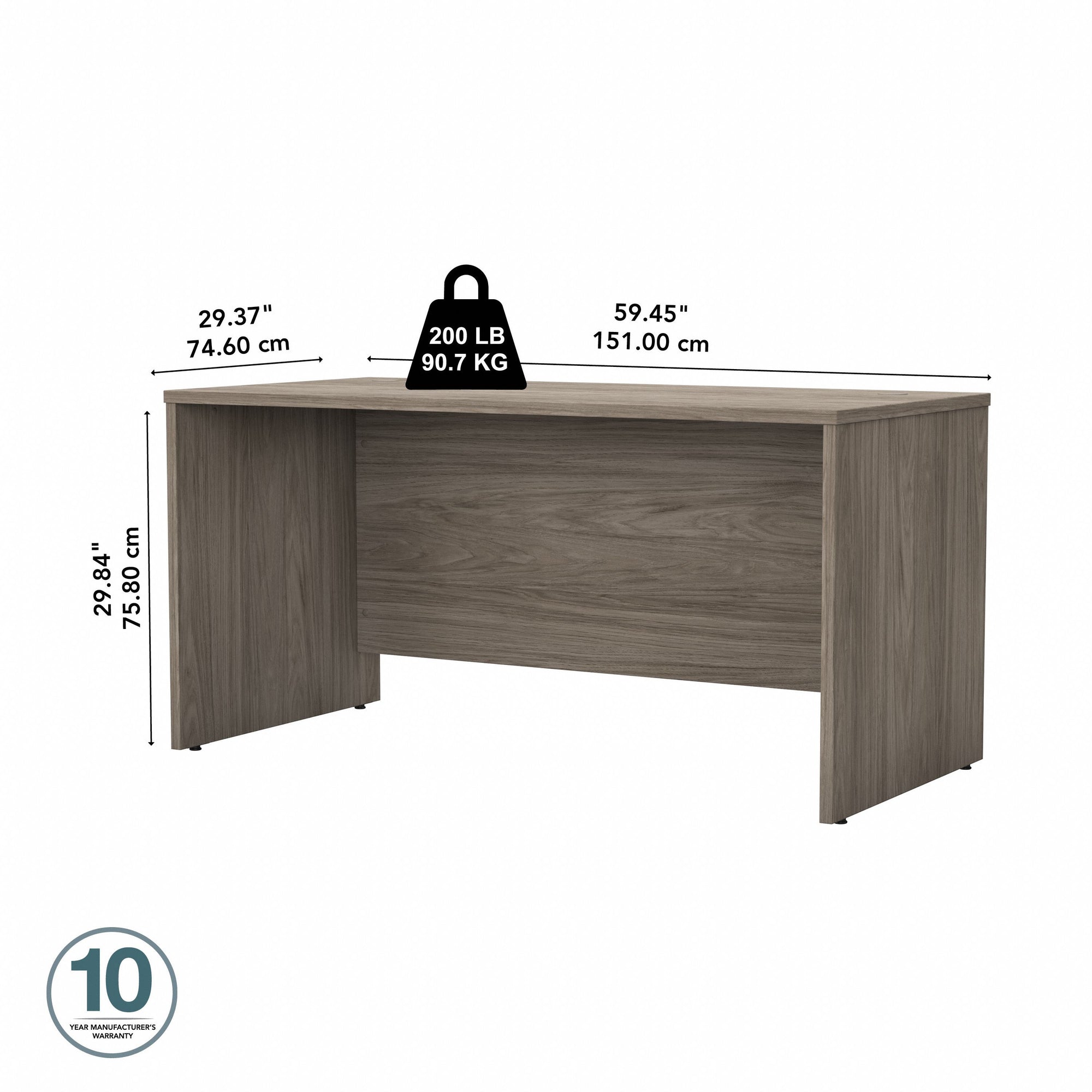 60" Rugged Modern Office Desk with Privacy Panel in Modern Hickory