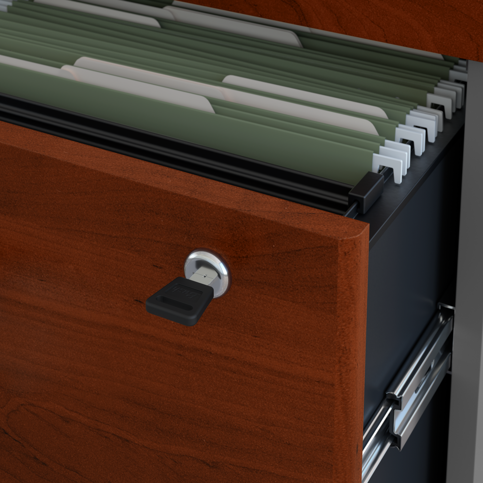 36" Pre-Assembled 2-Drawer Lateral File Cabinet in Cherry/Graphite