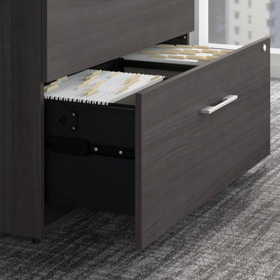 72" Storm Gray Breakfront Executive Desk and Storage Suite