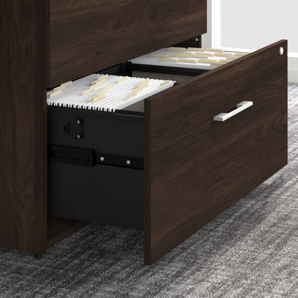 Black Walnut Lateral File Cabinet with Hutch