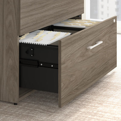 72" Modern Hickory Breakfront Executive Desk and Storage Suite