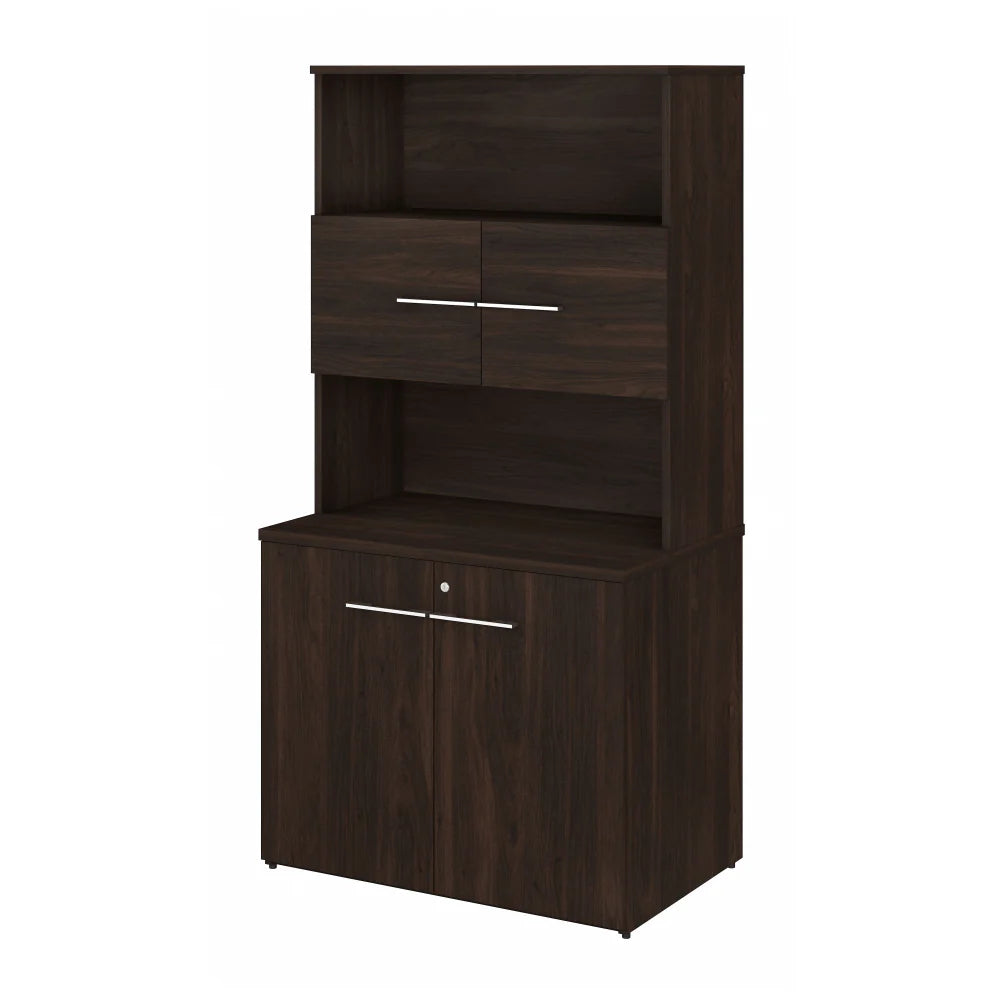 Black Walnut Storage Cabinet with Hutch