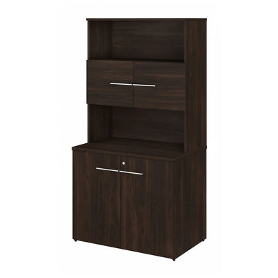 Black Walnut Storage Cabinet with Hutch