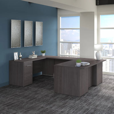 72" Storm Gray Breakfront U-Shaped Executive Desk